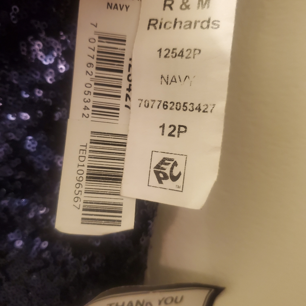R&M Richards Women's Blue Sequin Jumpsuit 12P